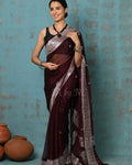 Hickory Banarasi Pure Khaddi Georgette Kadwa Saree