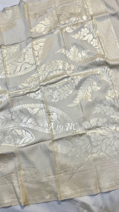 Beige Banarasi Pure Munga Silk Dupatta