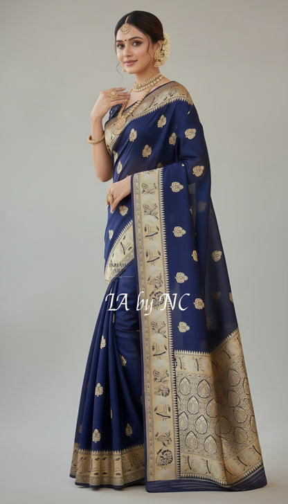 Space Banarasi Pure Kora Silk Kadwa Saree