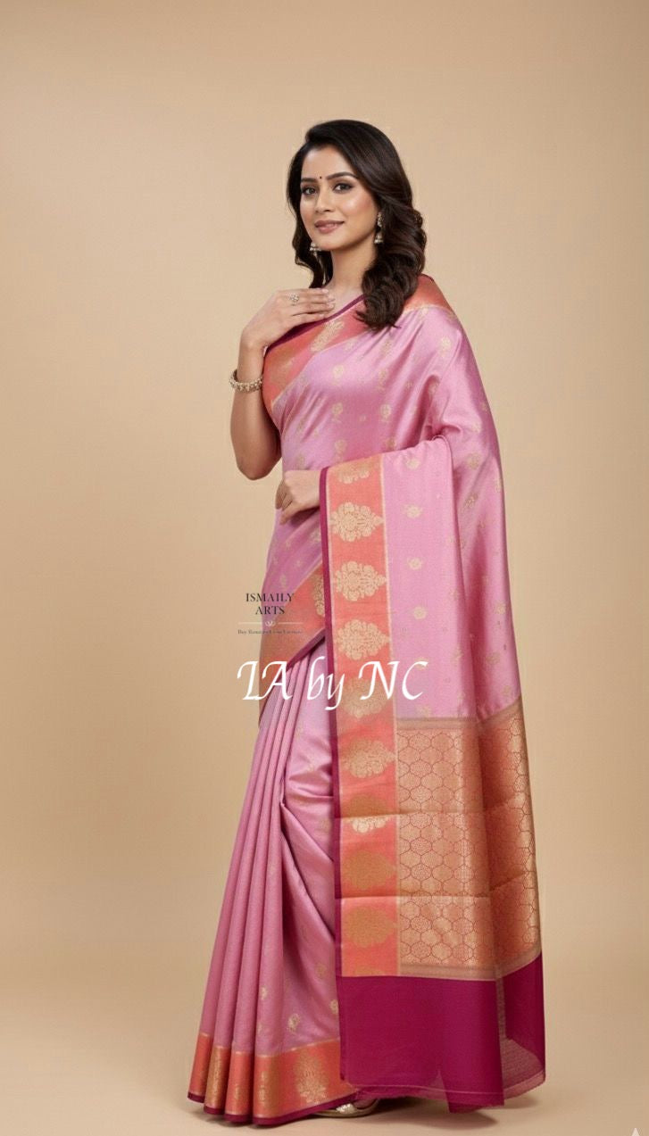 Mulberry Banarasi Pure Katan Silk Raw Mango Saree