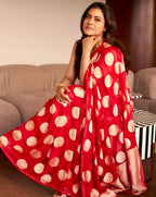 Kajol inspired Crimson Banarasi Pure Khaddi Georgette Saree