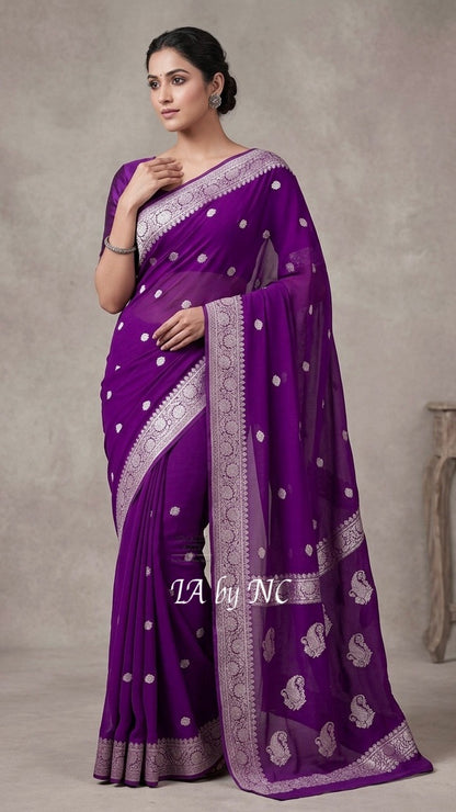 Lollipop Banarasi Pure Khaddi Georgette Kadwa Saree