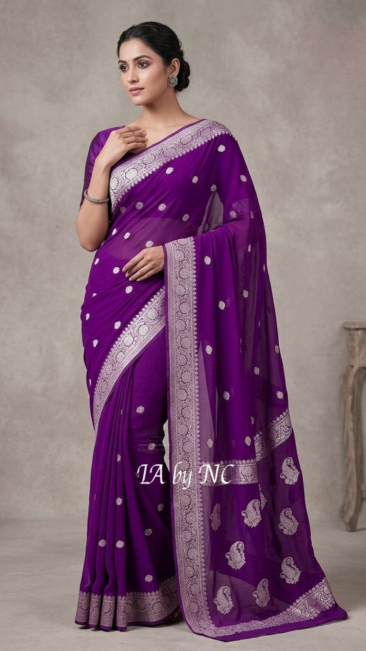 Lollipop Banarasi Pure Khaddi Georgette Kadwa Saree