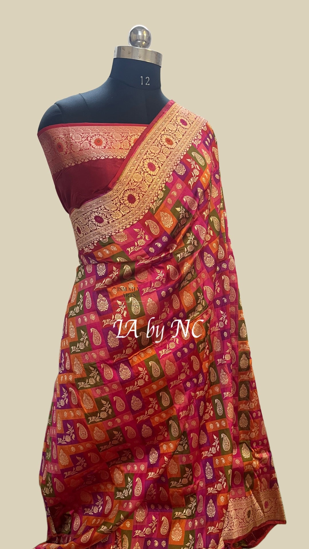 Carmine Banarasi Pure Katan Silk Tilfi Meenakari Rangkat Saree
