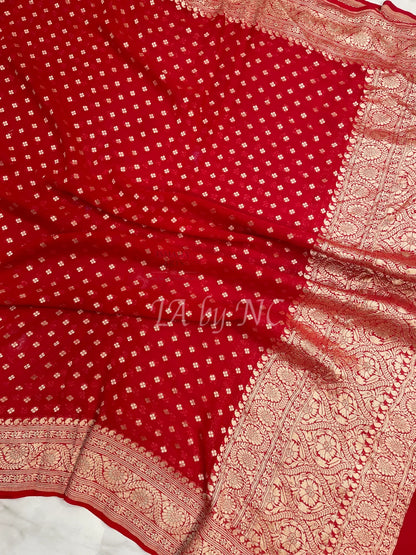 Crimson Banarasi Pure Khaddi Georgette Dupatta