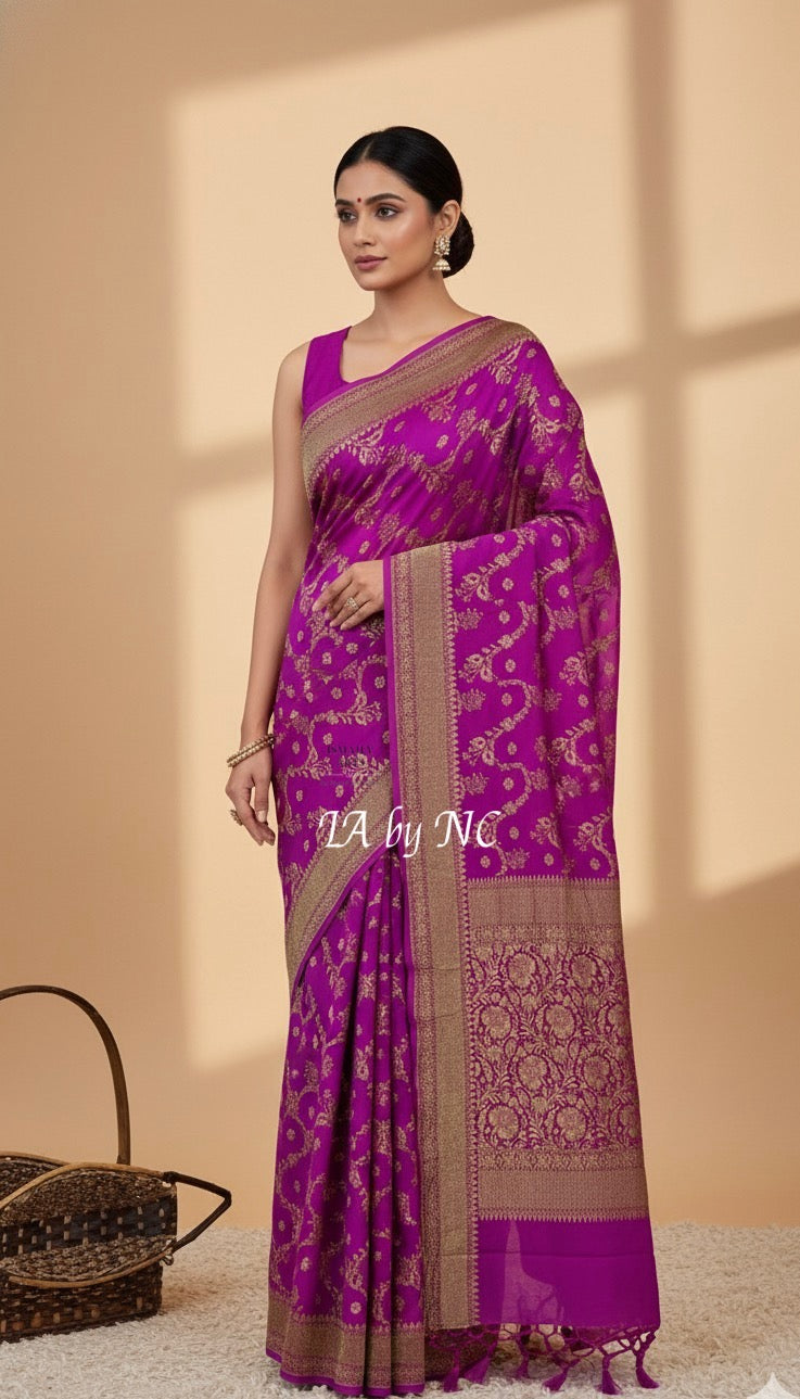 Lollipop Banarasi Pure Khaddi Georgette Saree