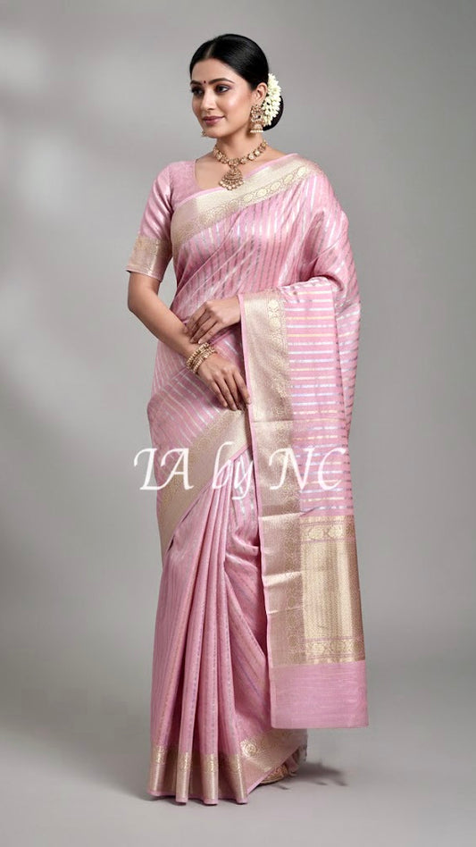 Baby Banarasi Pure Kora Organza Kadwa Saree