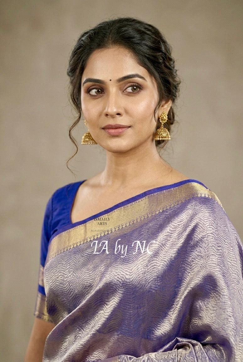 Grape Banarasi Pure Tissue Silk Saree