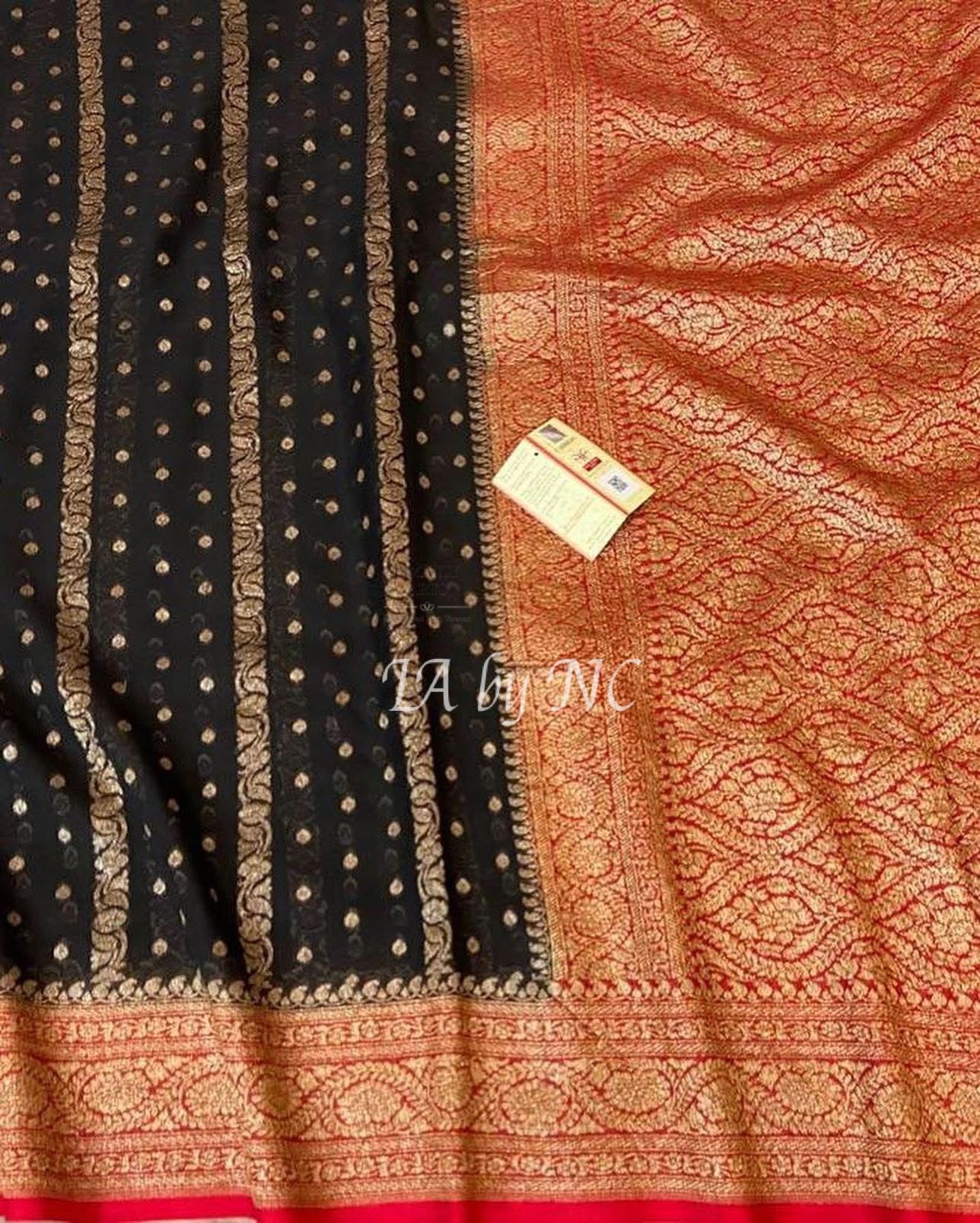 Black Banarasi Pure Khaddi Georgette Saree