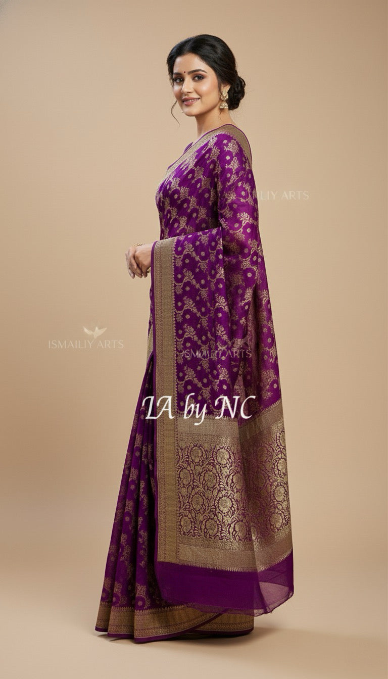 Lollipop Banarasi Pure Khaddi Georgette Saree