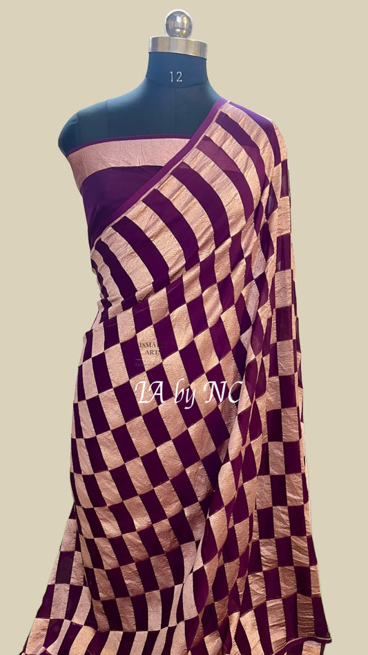 Byzantine Banarasi Pure Khaddi Georgette Saree