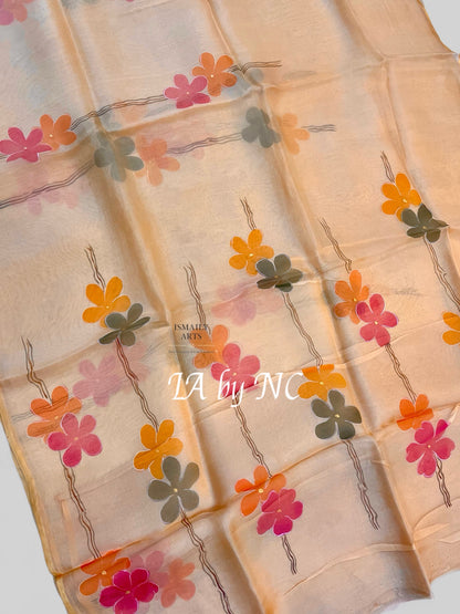 Pale Banarasi Pure Kora Silk Saree
