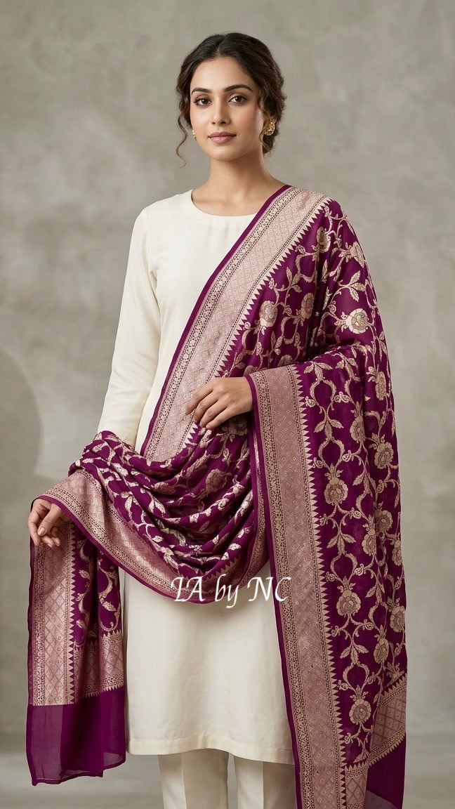 Byzantine Banarasi Pure Khaddi Georgette Dupatta