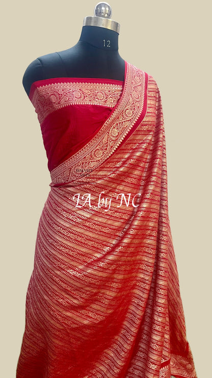 Crimson Banarasi Pure Munga Silk Brocade Saree