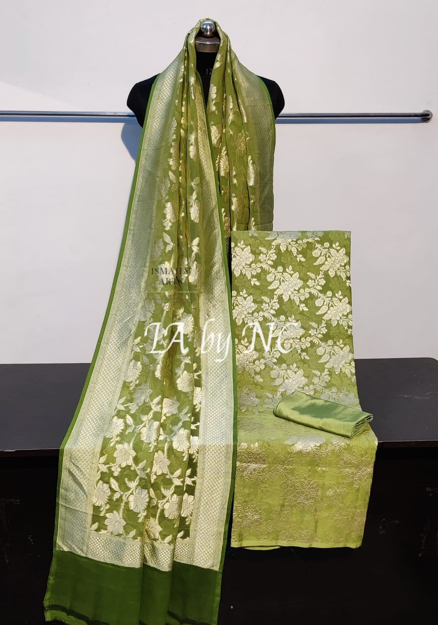 Moss Banarasi Pure Khaddi Georgette Suit Dupatta