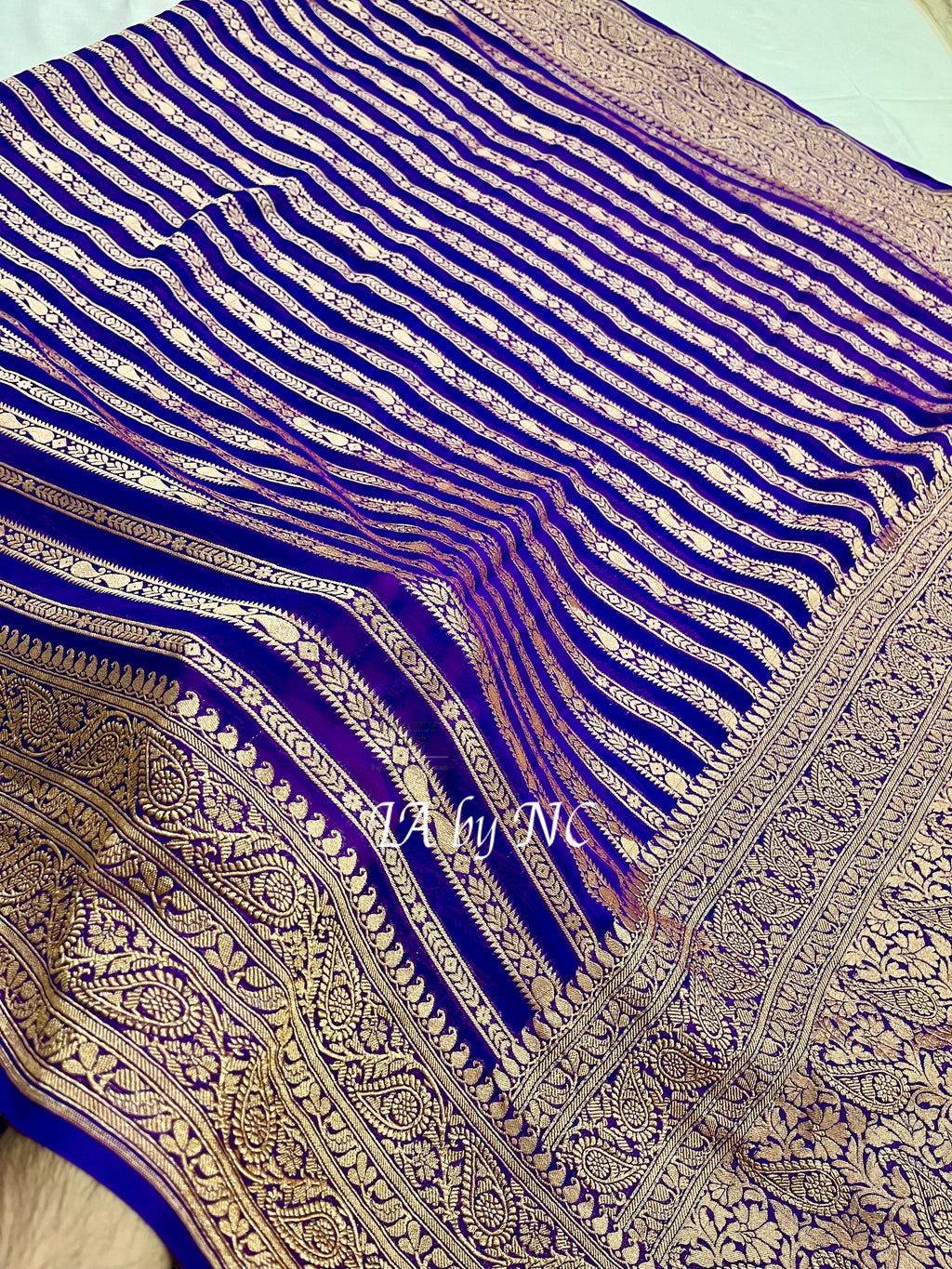 Grape Banarasi Pure Khaddi Georgette Saree