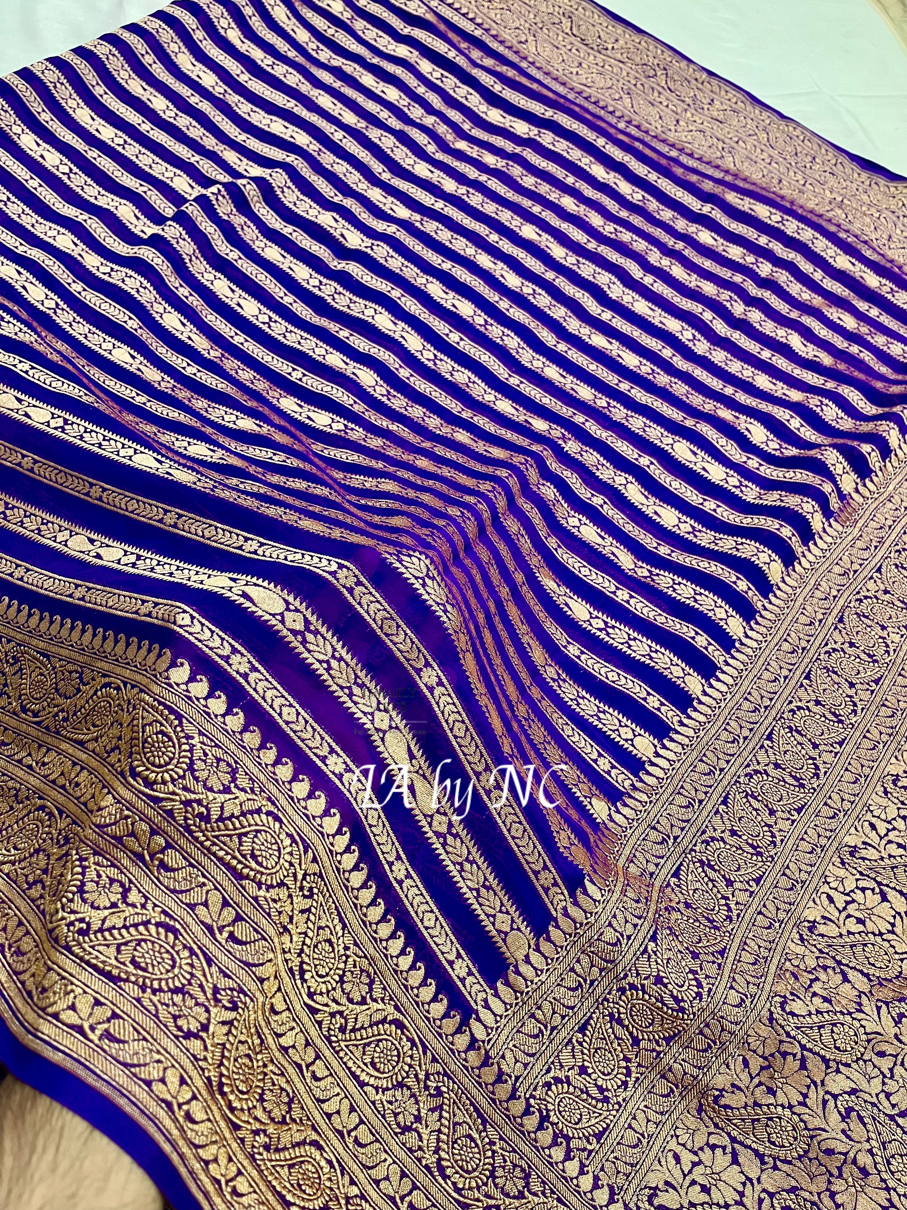 Grape Banarasi Pure Khaddi Georgette Saree