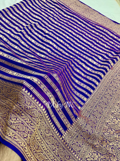 Grape Banarasi Pure Khaddi Georgette Saree
