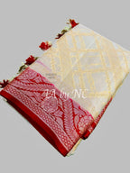 Offwhite Banarasi Pure Chiffon Georgette Saree
