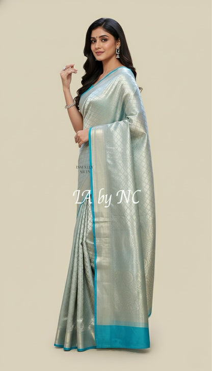 Sky Banarasi Pure Tissue Silk Brocade Saree