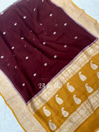 Mahogany Banarasi Pure Khaddi Georgette Kadwa Saree