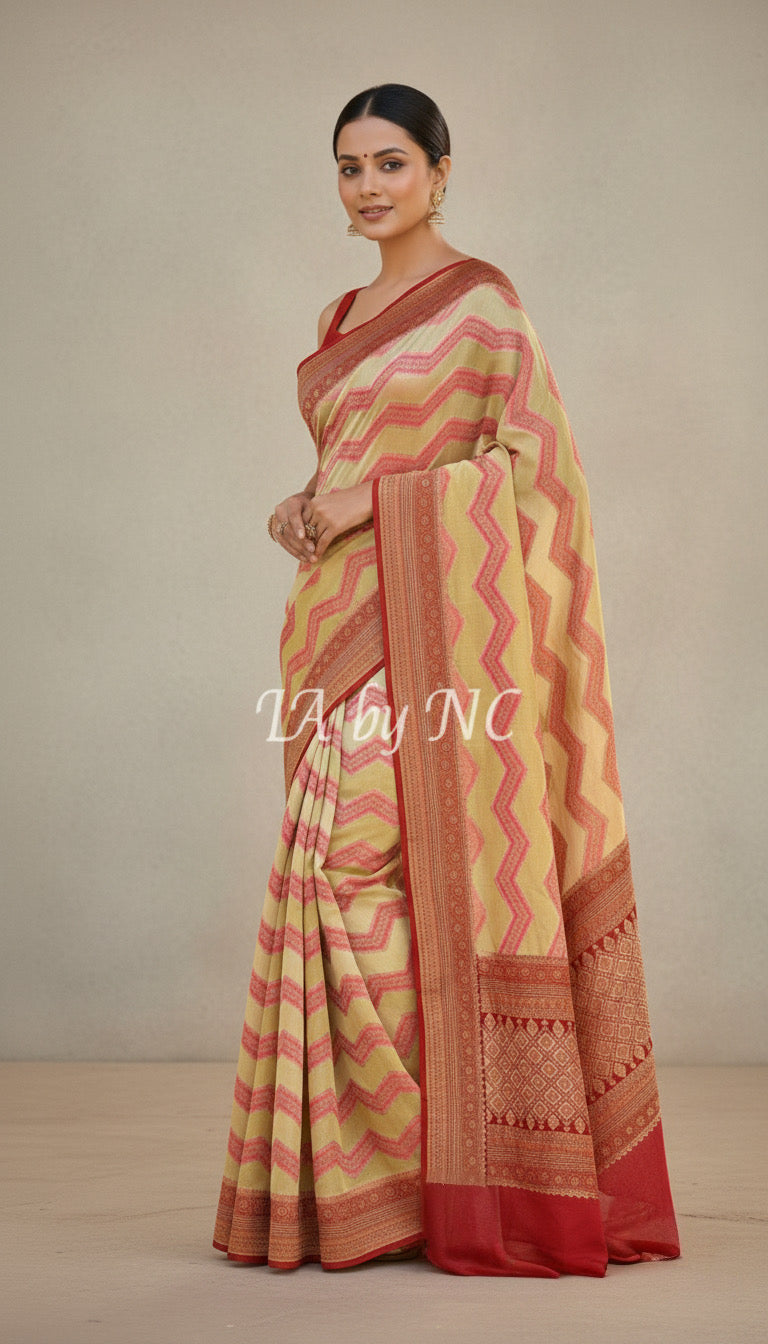 Crimson Banarasi Pure Khaddi Georgette Saree