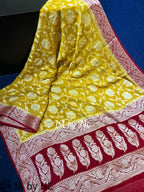 Goldenrod Banarasi Pure Chiffon Georgette Saree
