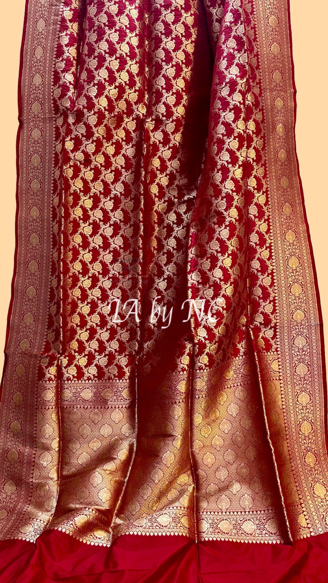 Carmine Banarasi Pure Katan Silk Pattu Saree