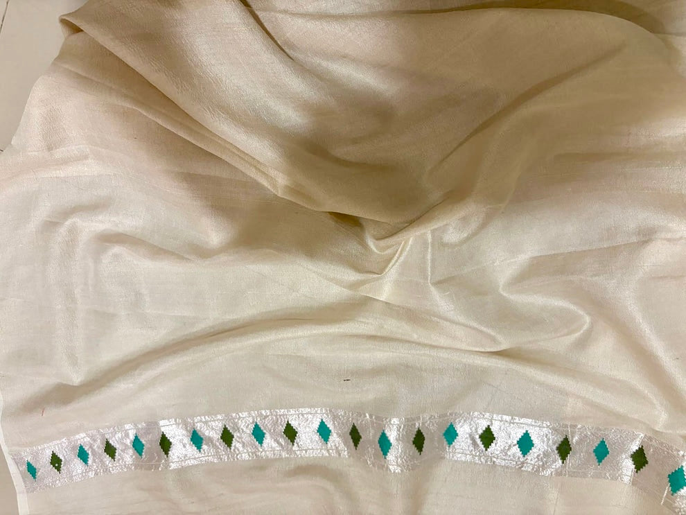 Beige Banarasi Pure Khaddi  Tussar Georgette Paithani Saree