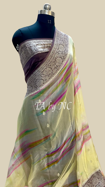 Chestnut Banarasi Pure Khaddi Georgette Kadwa Saree