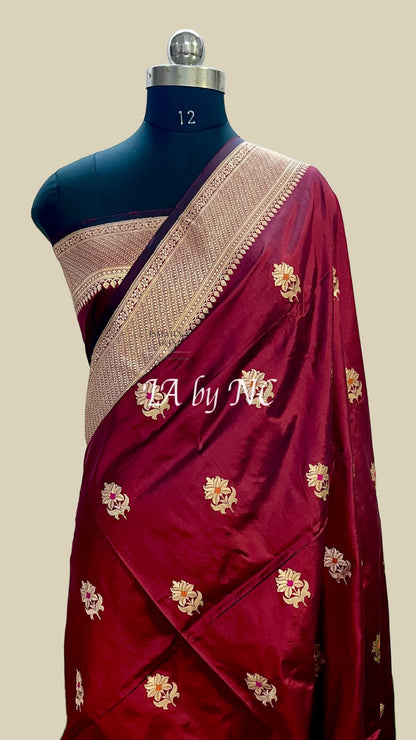 Barn Banarasi Pure Katan Silk Kadwa Meenakari Saree