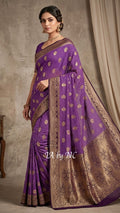 Plum Banarasi Pure Khaddi Georgette Saree