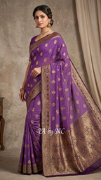 Plum Banarasi Pure Khaddi Georgette Saree