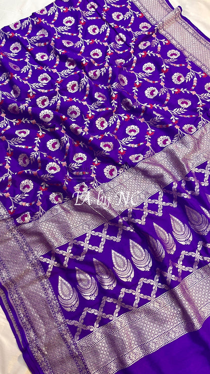 Grape Banarasi Pure Munga Silk Saree