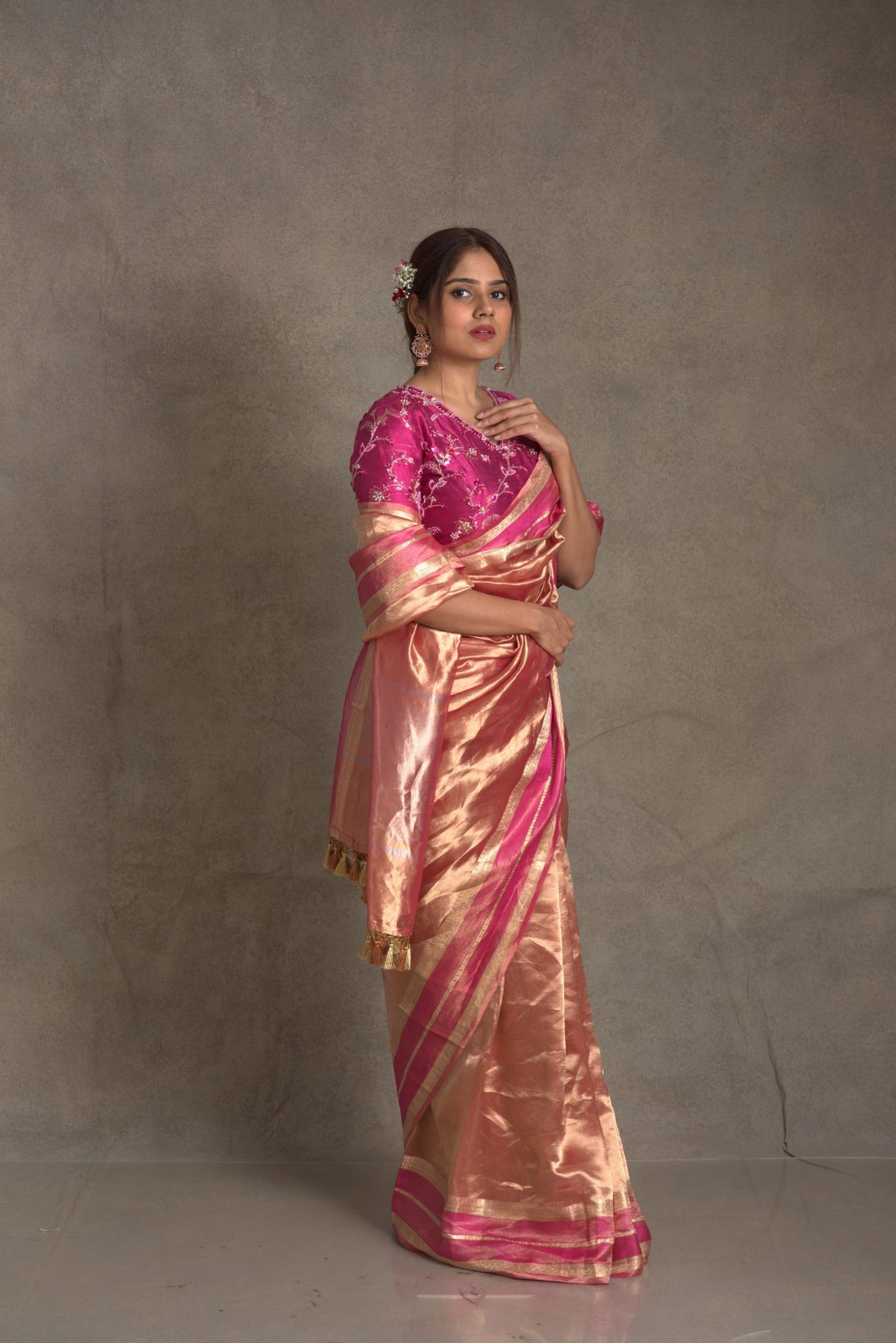 Rani Banarasi Pure Tissue Silk Saree - Double Katan Border