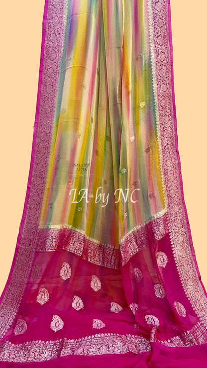 Rani Banarasi Pure Khaddi Georgette Kadwa Saree