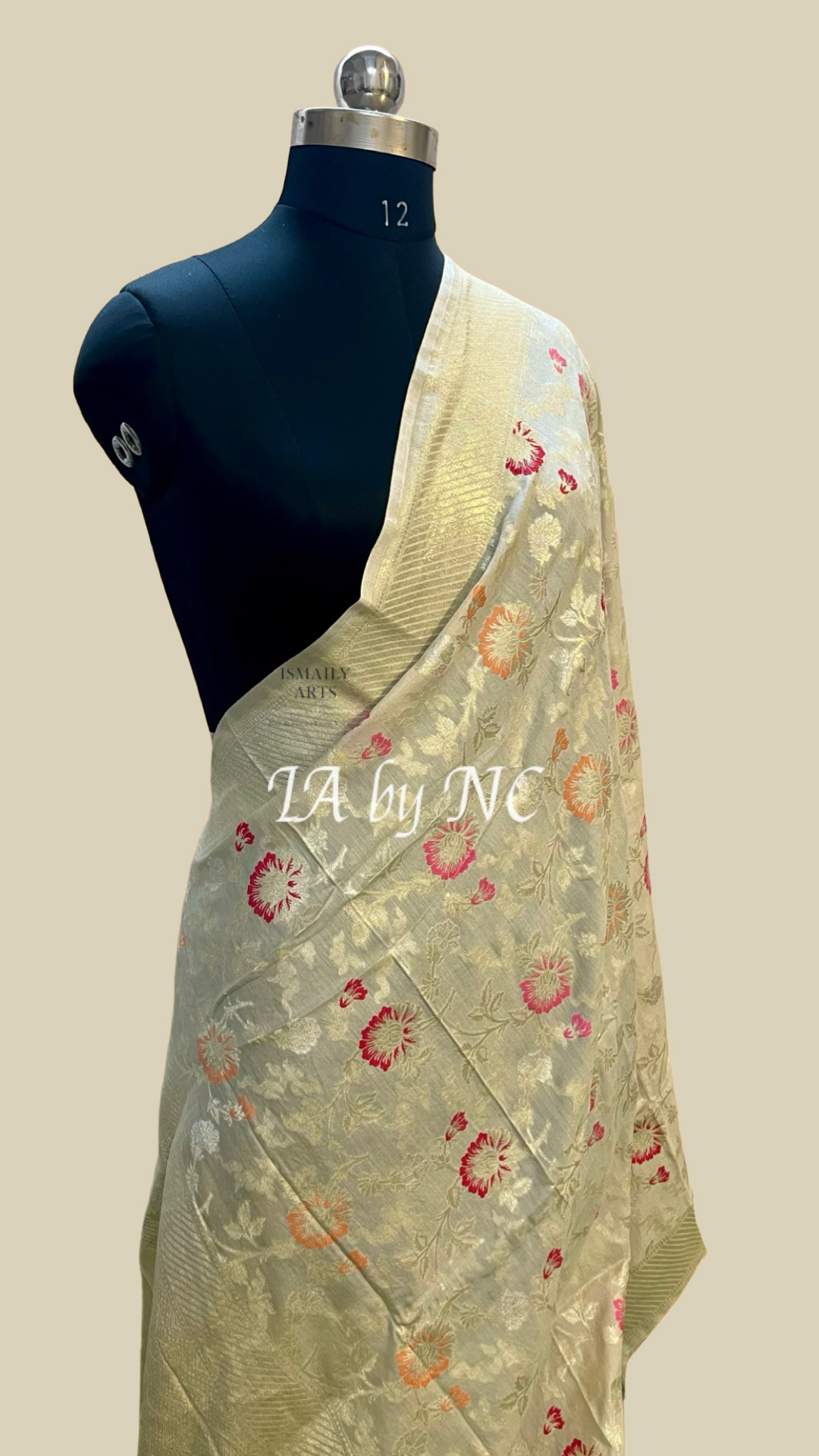 Beige Banarasi Pure Munga Silk Dupatta