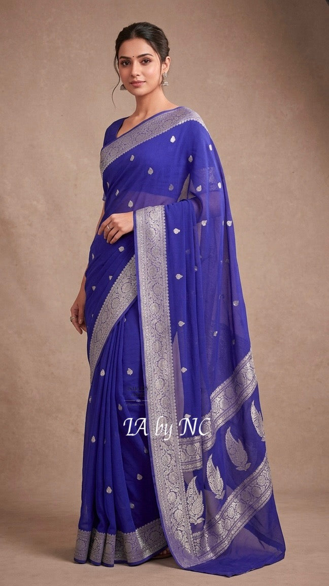 Persian Banarasi Pure Khaddi Georgette Kadwa Saree