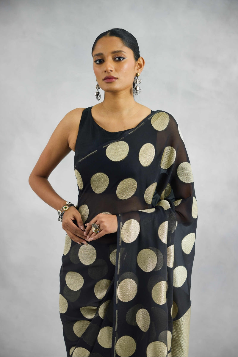 Black Banarasi Pure Khaddi Georgette Saree