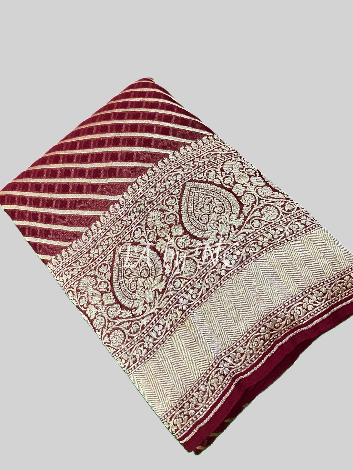 Maroon Banarasi Pure Khaddi Georgette Saree