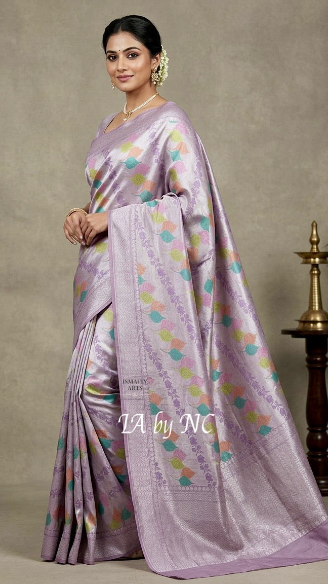 African Banarasi Pure Khaddi Tussar Georgette Brocade Saree