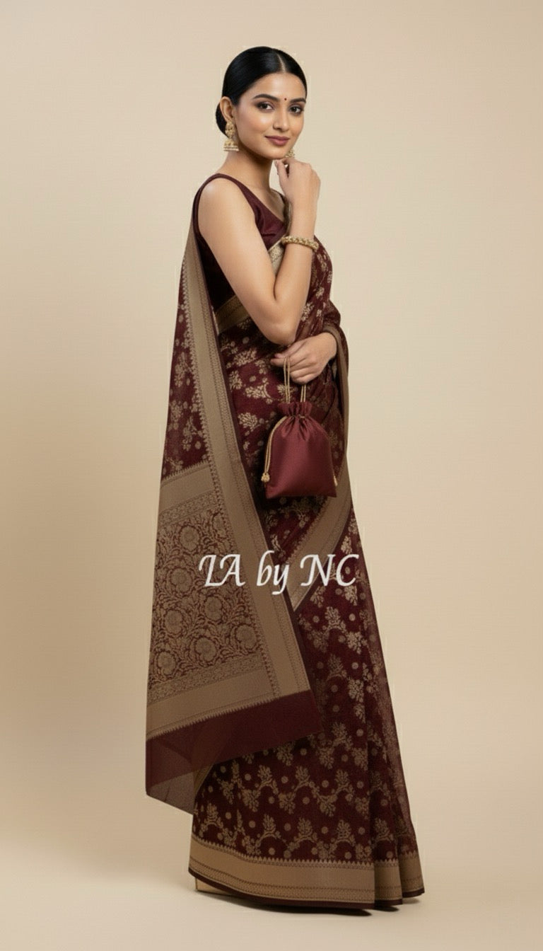 Hickory Banarasi Pure Khaddi Georgette Saree