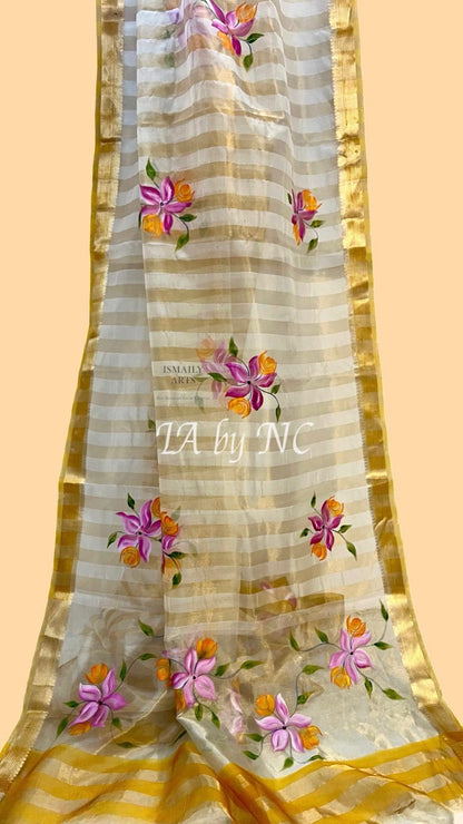 Offwhite Banarasi Pure Tissue Silk Saree