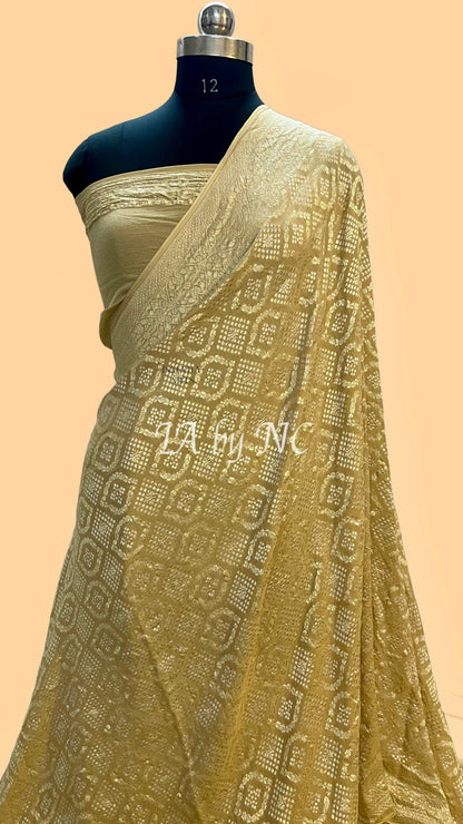 Beige Banarasi Pure Khaddi Georgette Saree