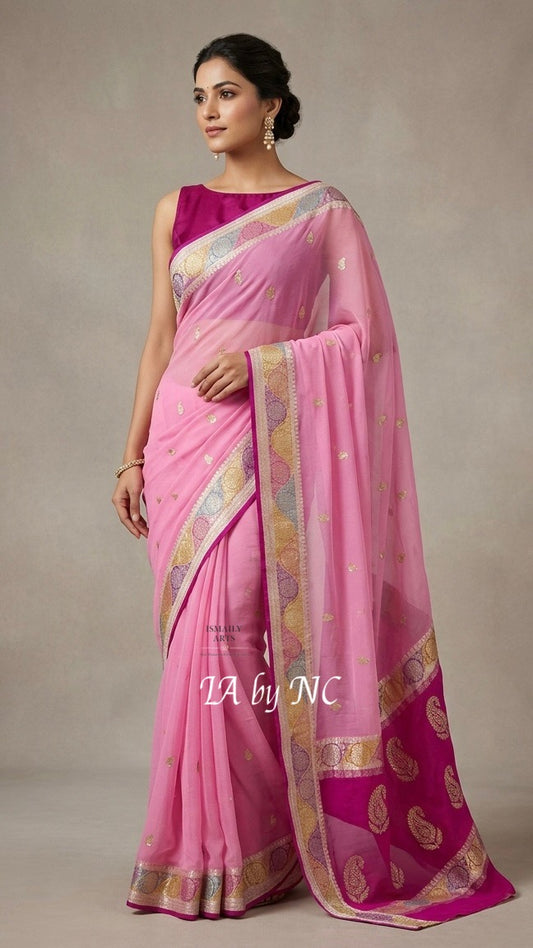 Taffy Banarasi Pure Khaddi Georgette Kadwa Saree