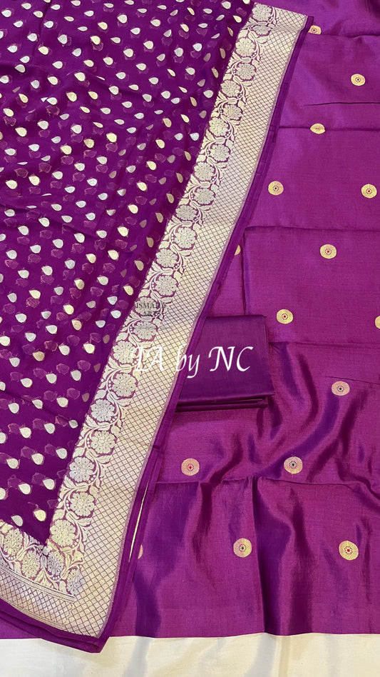 Byzantine Banarasi Pure Chinya Katan Silk Kadwa Dress Materials