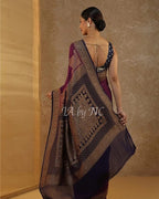 Eggplant Banarasi Pure Khaddi Georgette Saree