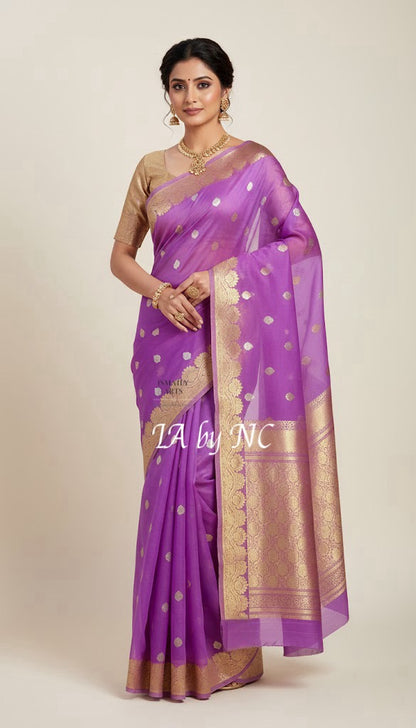 Electric Banarasi Pure Kora Silk Kadwa Saree