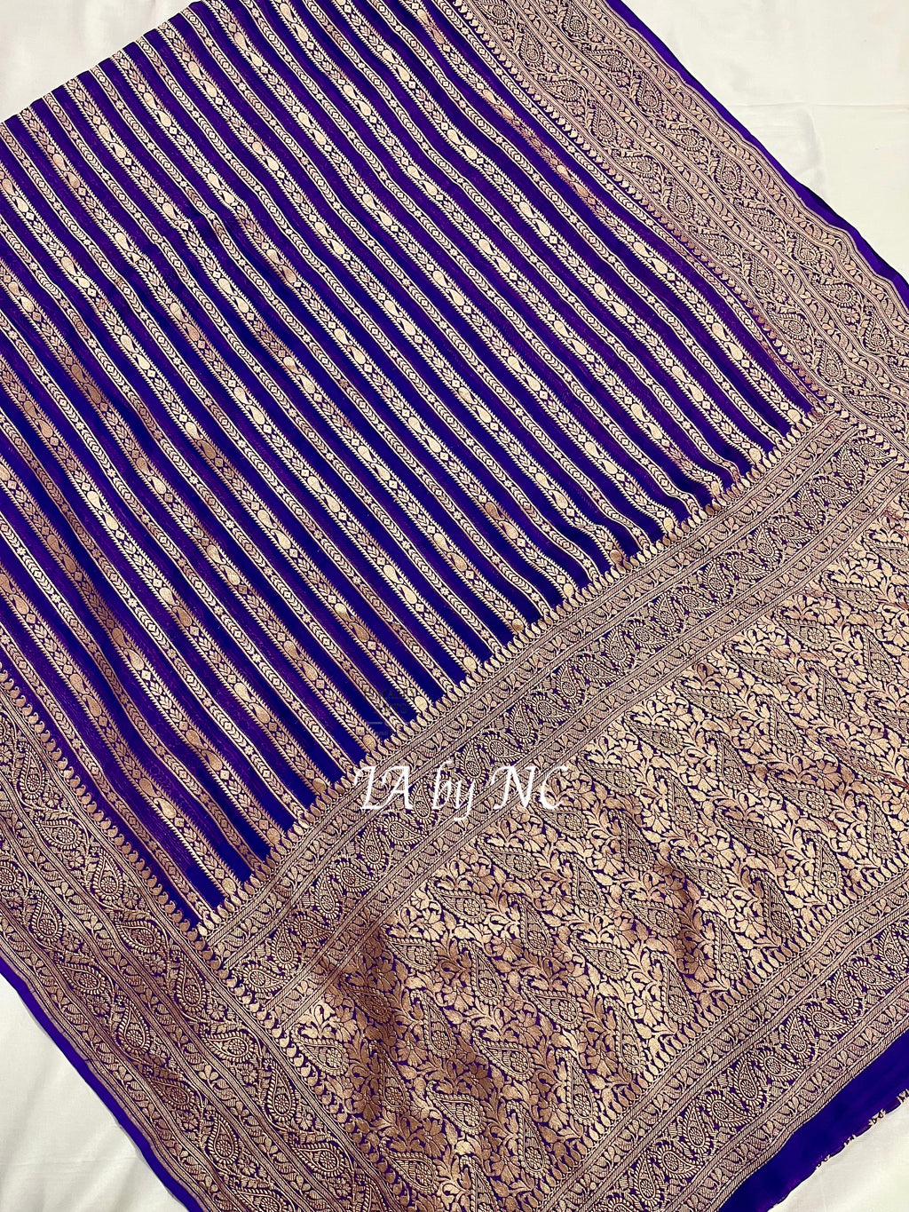 Grape Banarasi Pure Khaddi Georgette Saree