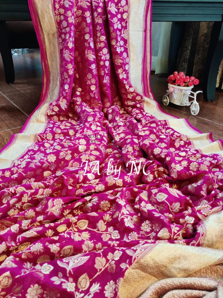 Rani Banarasi Pure Khaddi Georgette Saree
